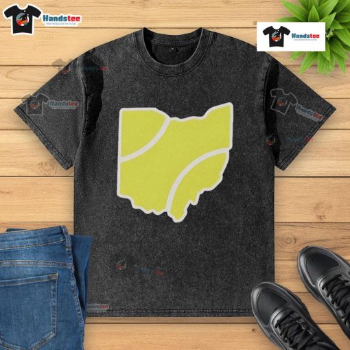 Official Ohio Tennis Ball Washed T-Shirt featuring a vintage design, perfect for tennis enthusiasts and casual wear.