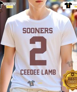 Official Oklahoma Sooners Football Ceedee Lamb T-Shirt featuring team colors and logo, perfect for fans.