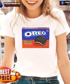 Official Oreo Reese's Cookie Flavor ladies tee featuring a fun graphic design and vibrant colors, perfect for fans.