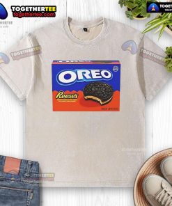 Official Oreo Reese's cookie flavor washed t-shirt featuring a vibrant design and soft fabric, perfect for snack lovers.