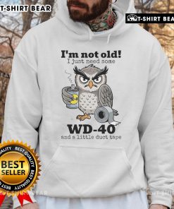 Official Owl Hoodie: 'I'm Not Old, I Just Need Some WD-40' design featuring a quirky owl graphic on a cozy hoodie.