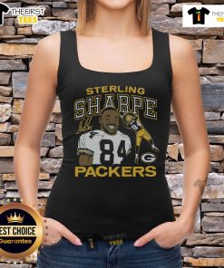 Official Packers Sterling Sharpe signature tank top featuring vibrant team colors and unique player autograph design.