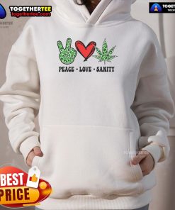Official Peace Love Sanaty Hoodie in black with stylish design, perfect for casual wear and spreading positivity.