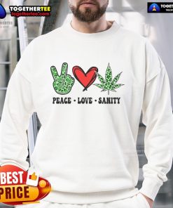 Official Peace Love Sanaty Sweatshirt featuring a stylish design, perfect for casual wear and promoting a positive message.
