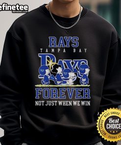 Official Peanuts Charlie Brown Snoopy sweatshirt for Tampa Bay Rays baseball fans, celebrating loyalty beyond winning.