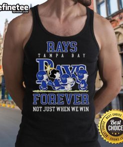 Charlie Brown and Snoopy tank top for Tampa Bay Rays fans, featuring 'Baseball Forever, Not Just When We Win' slogan.