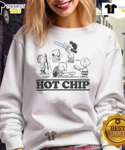 Official Peanuts X Hot Chip Over and Over Sweatshirt featuring iconic Peanuts characters in vibrant colors.