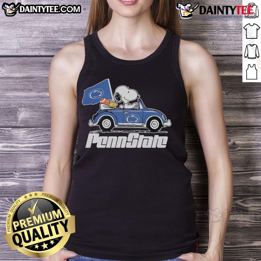Official Penn State Flag X Snoopy With Woodstock Driving A Car Tank Top