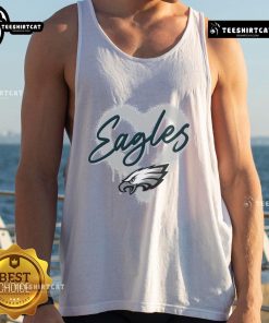 Alt Text: Official Philadelphia Eagles Football Spray Heart Tank Top for fans, featuring vibrant team colors and stylish design.