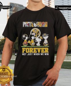 Alt Text: Official Pittsburgh Panthers Snoopy and Friends Forever t-shirt showcasing team spirit, perfect for fans.