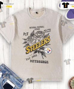 Official Pittsburgh Steelers Rose T-Shirt, National Football League, Est. 1933, showcasing team pride and vintage style.
