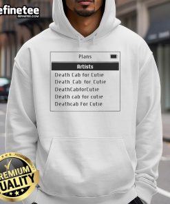 Official Death Cab for Cutie hoodie featuring artist plans design, perfect for fans of the band and stylish comfort.