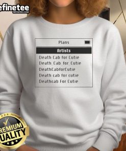 Alt Text: Official Death Cab For Cutie sweatshirt featuring artist plans design, perfect for fans and stylish comfort wear.