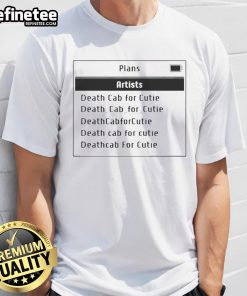Official Plans Artists Death Cab For Cutie T-Shirt featuring iconic band logo and design, perfect for fans and collectors.