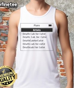 Death Cab For Cutie tank top featuring official plans artwork, perfect for fans of the band and stylish summer wear.