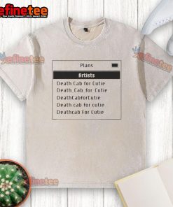 Death Cab for Cutie washed t-shirt featuring official plans artwork, perfect for fans of the band.