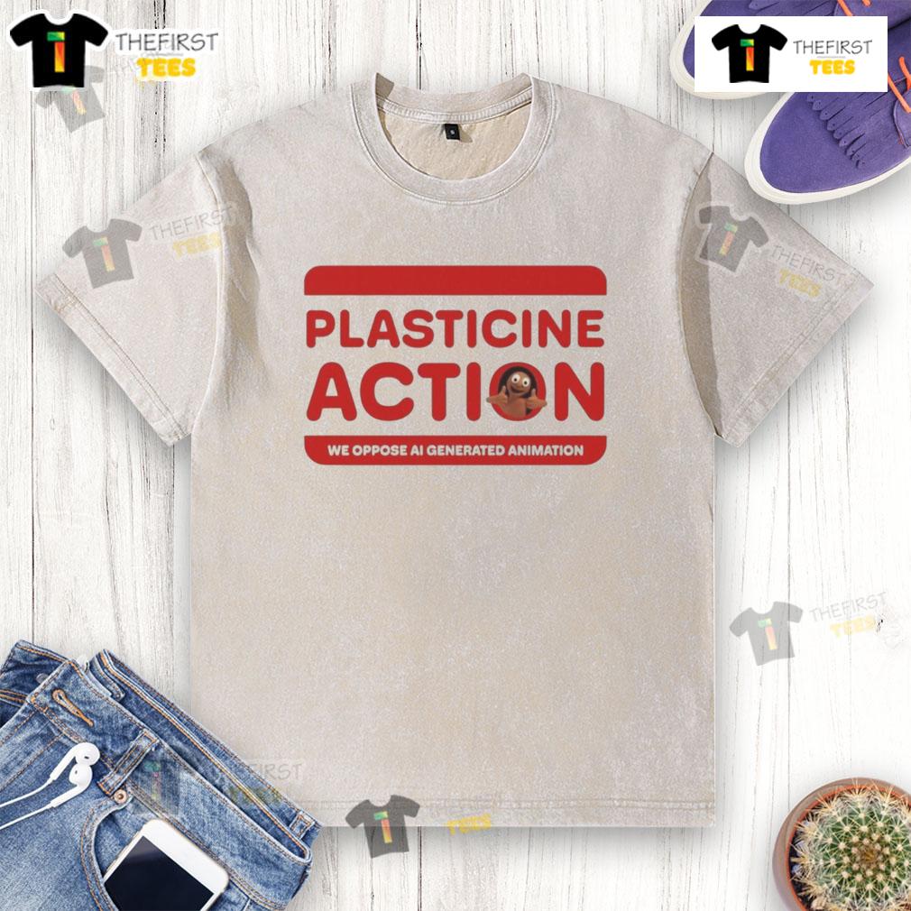Official Plasticine Action We Oppose Ai Generated Animation Washed T Shirt Official Plasticine Action We Oppose AI Generated Animation washed t-shirt with unique design and vibrant colors.