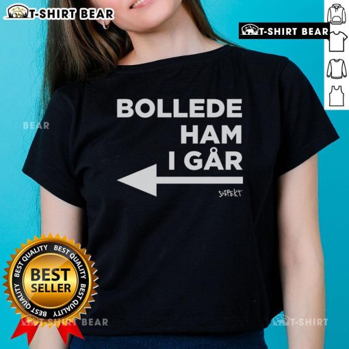 Alt Text: Official Princess Isabella wearing Bollede Ham I Gar ladies tee, showcasing a stylish and trendy design for fans.