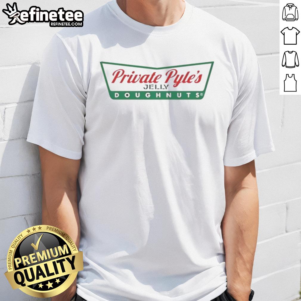 Official Private Pyle'S Jelly Doughnuts Logo T Shirt Alt Text: Official Private Pyle's Jelly Doughnuts logo t-shirt featuring a colorful design and playful graphics.