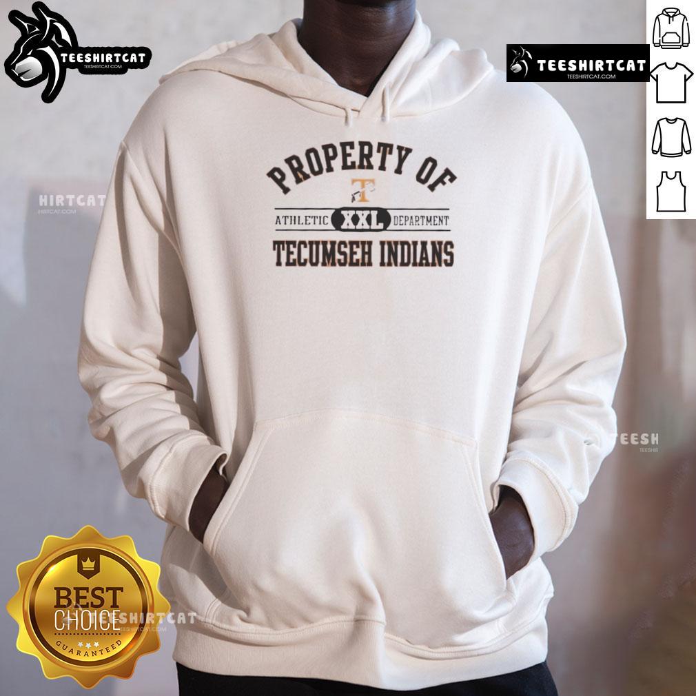 Official Property Of Tecumseh Indians Athletic Department Hoodie Alt Text: Official Tecumseh Indians Athletic Department hoodie featuring logo and vibrant colors, perfect for sports fans.