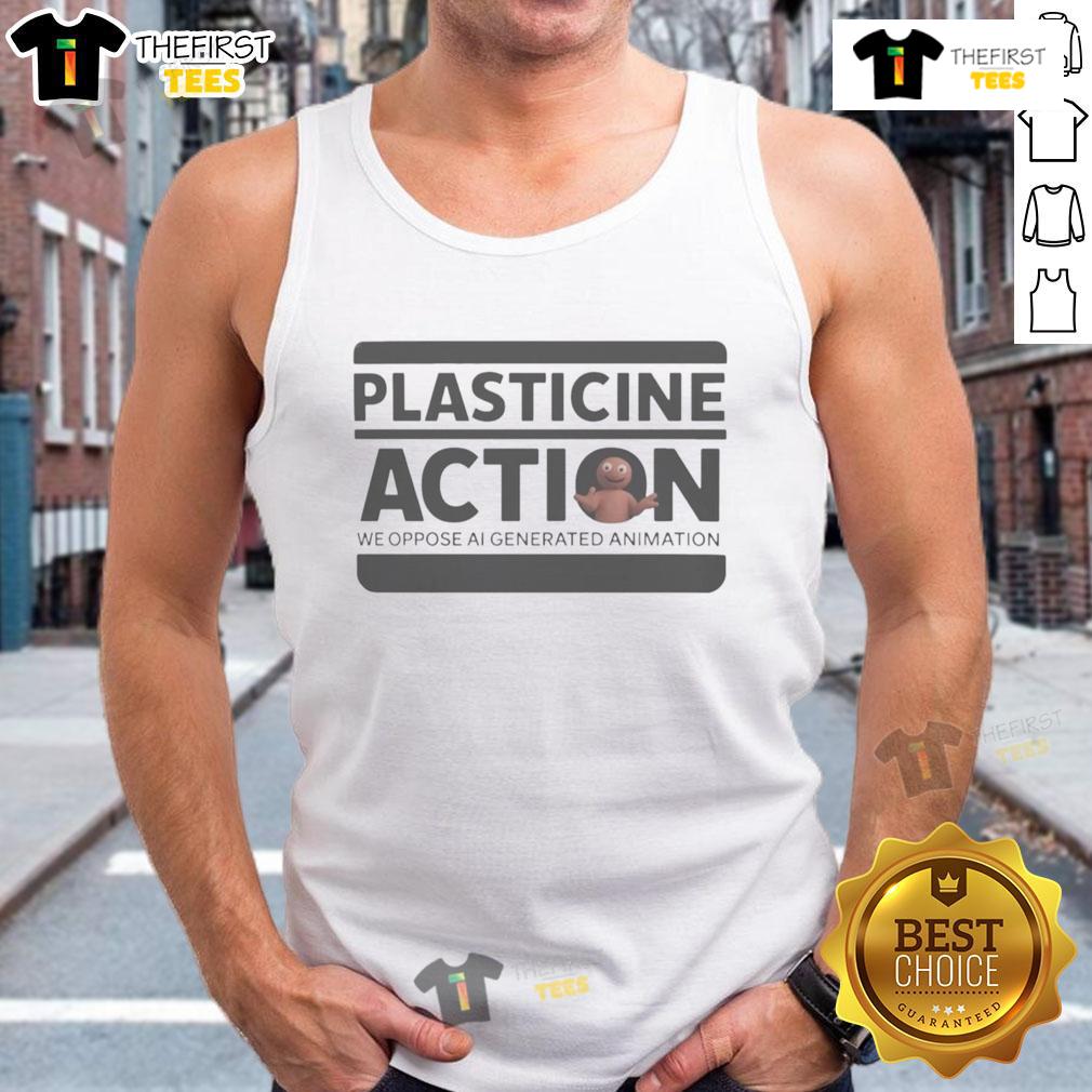 Official Protests Plasticine Action Tank Top Alt Text: Official Protests Plasticine Action Tank Top featuring bold graphics for eco-conscious activism and stylish comfort.