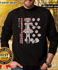 Official Puella Magi Madoka Magica Madoka Kaname polka dot sweatshirt featuring vibrant colors and iconic character design.