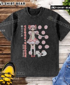 Official Puella Magi Madoka Magica Madoka Kaname polka dot washed t-shirt featuring vibrant colors and stylish design.