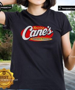 Official Raising Cane's Chicken Fingers ladies tee featuring a stylish design and vibrant colors for fans of the brand.