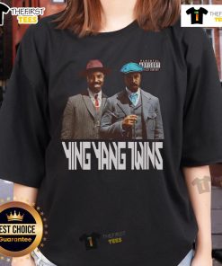 Alt Text: Official Rappers Sinners Yin Yang Twins Drake Michael B. Jordan Ladies Tee featuring vibrant graphics and stylish design.