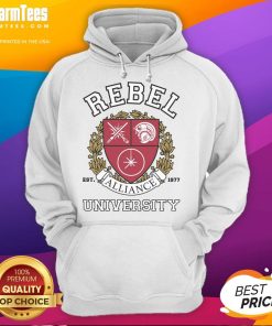 Official Rebel Alliance University Hoodie featuring logo and sleek design for fans of Star Wars merchandise.