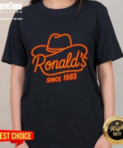 Official Ronalds Since 1983 Ladies Tee featuring a stylish design and comfortable fit for women.