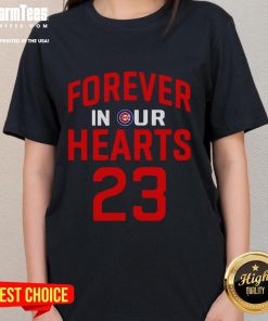 Official Ryne Sandberg Forever 23 In Our Hearts Ladies Tee featuring a stylish design honoring the baseball legend.