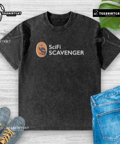 Official Sci-Fi Scavenger Washed T-Shirt featuring a unique graphic design, perfect for sci-fi fans and casual wear.