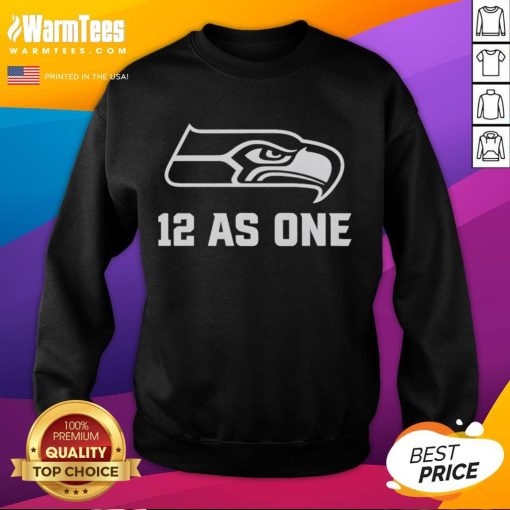 Official Seattle Seahawks 12 As One Sweatshirt featuring team colors and logo, perfect for fans on game day.