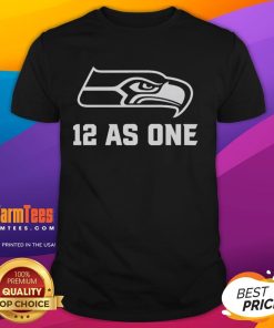 Alt Text: Official Seattle Seahawks 12 As One T-Shirt featuring team colors and logo, perfect for fans celebrating game day.