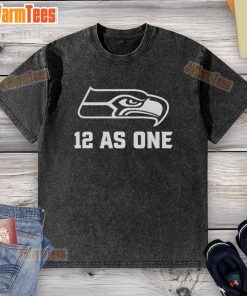 Official Seattle Seahawks 12 As One washed t-shirt featuring bold team graphics for fans and supporters.