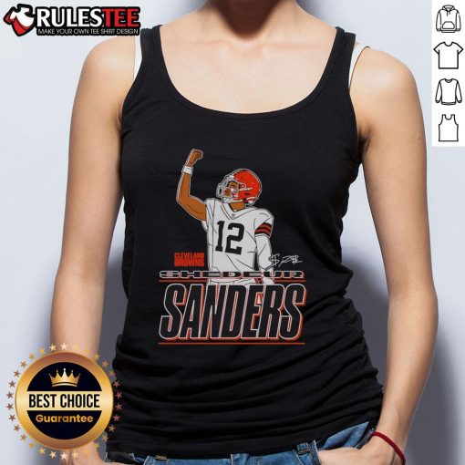 Shedeur Sanders Cleveland Browns Believe Signature Raise Your Fist Tank Top showcasing team spirit and style.