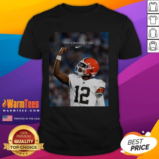 Official Shedeur Sanders 'Only A Matter Of Time' T-Shirt featuring bold graphics and vibrant colors, perfect for fans.