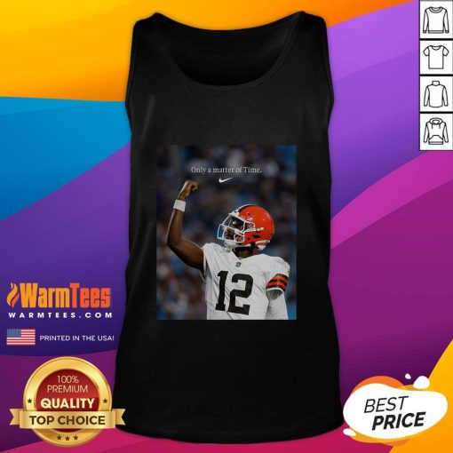 Shedeur Sanders tank top featuring 'Only A Matter Of Time' design, perfect for fans and sportswear enthusiasts.
