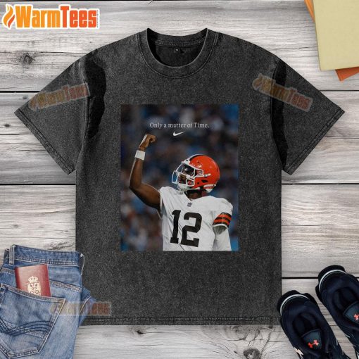 Alt Text: Shedeur Sanders Only A Matter Of Time washed t-shirt, featuring a stylish design perfect for fans and fashion lovers.
