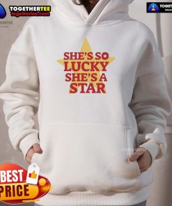 Alt Text: Vintage 'She's So Lucky, She's A Star' hoodie in soft fabric, perfect for casual style and retro fashion enthusiasts.