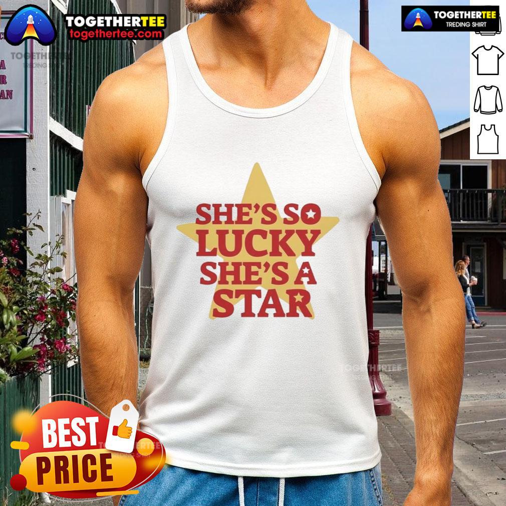 Official She'S So Lucky She'S A Star Vintage Tank Top Vintage tank top featuring 'She's So Lucky, She's A Star' design, perfect for stylish casual wear and retro fashion lovers.