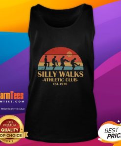 Vintage sunset tank top from the Official Silly Walks Athletic Club, est. 1970, showcasing a fun and unique design.