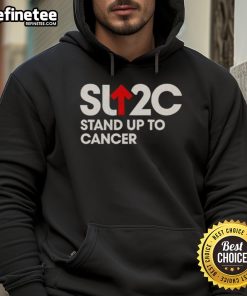 Official SJ2C Stand Up To Cancer hoodie in vibrant color, promoting cancer awareness and support for research initiatives.