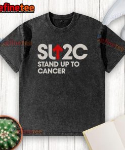 Official SJ2C Stand Up To Cancer washed t-shirt featuring a stylish design, perfect for raising cancer awareness.