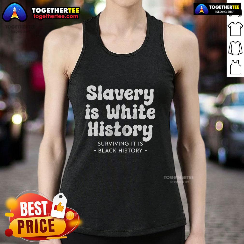 Official Slavery Is White History Surviving It Is Black History Tank Top Official Slavery is White History Surviving It is Black History tank top design showcasing powerful social justice message.