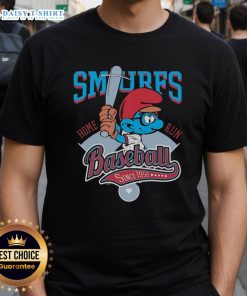 Alt Text: Official Smurf Baseball Home Run Since 1958 T-Shirt featuring vibrant graphic design and playful Smurf characters.