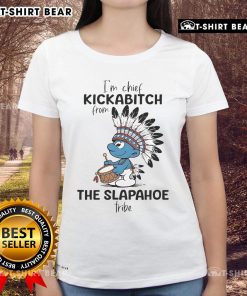 Official Smurf Im Chief Kickabitch Ladies Tee featuring vibrant tribal graphics and a comfortable fit for fans.