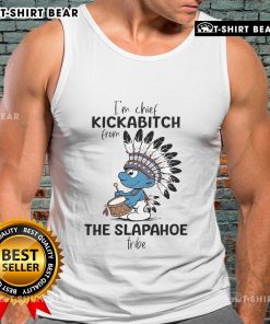 Official Smurf Im Chief Kickabitch tank top from the Slapahoe Tribe featuring vibrant colors and unique tribal design.