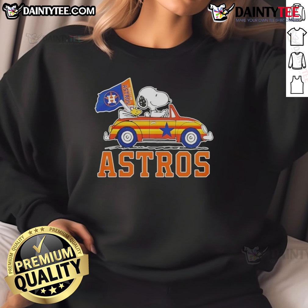 Official Snoopy And Woodstock Driving Car Houston Astros Sweatshirt